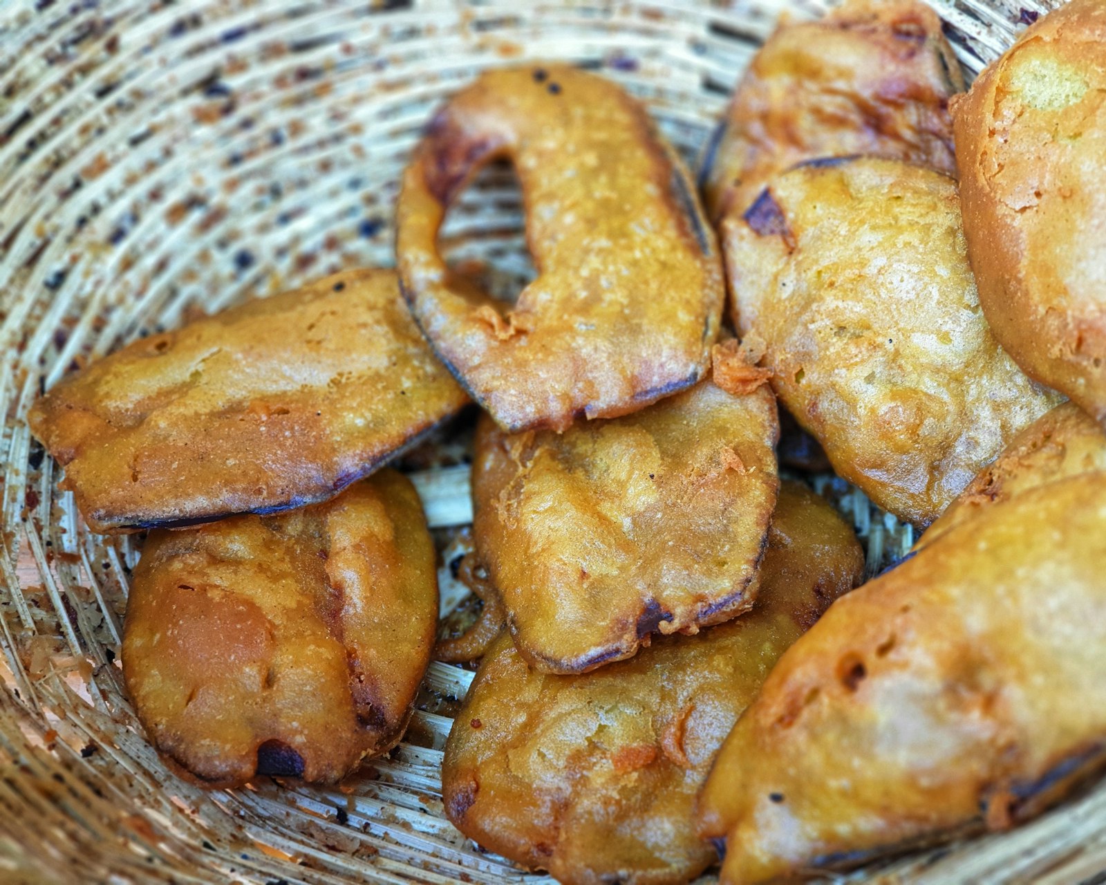 Golden banana fritters