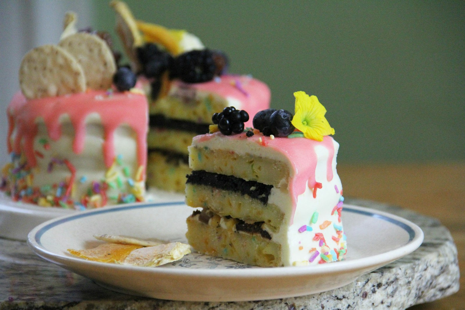 Funfetti cake slice with sprinkles, a fun mug cake idea
