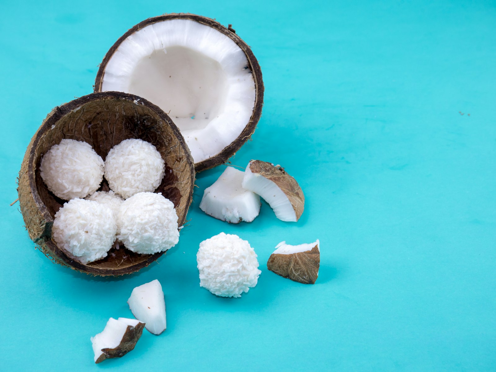 Coconut snowballs with a fresh coconut, easy no bake desserts