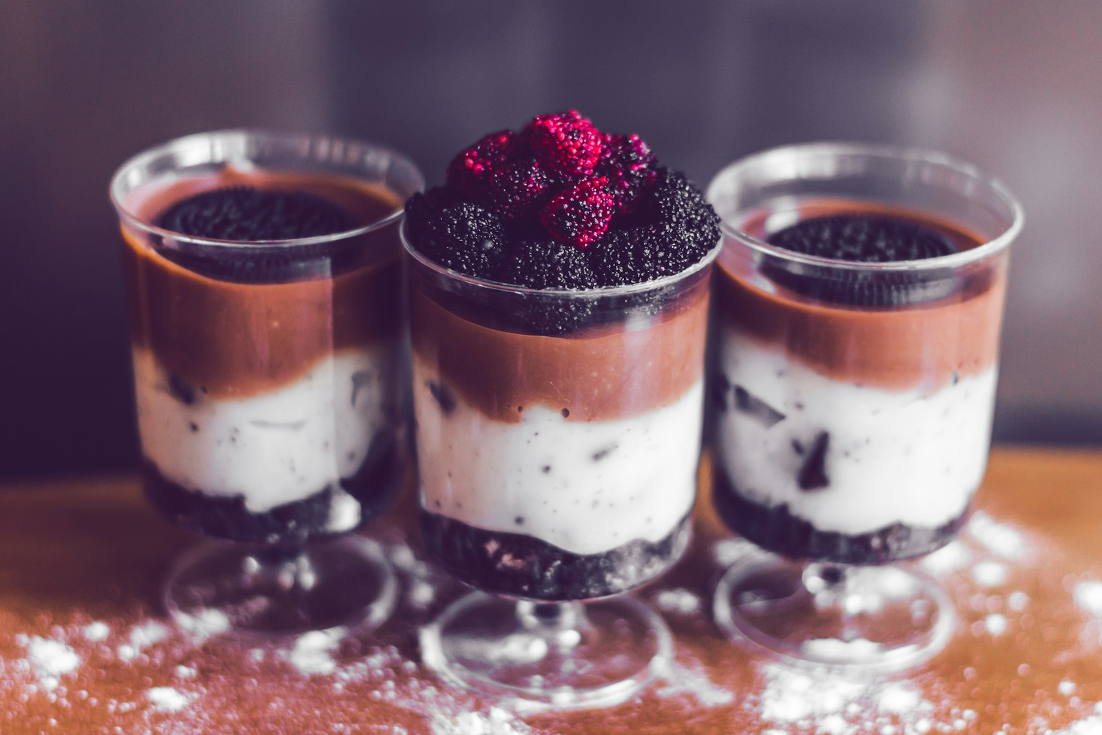 Chocolate berry trifle cups