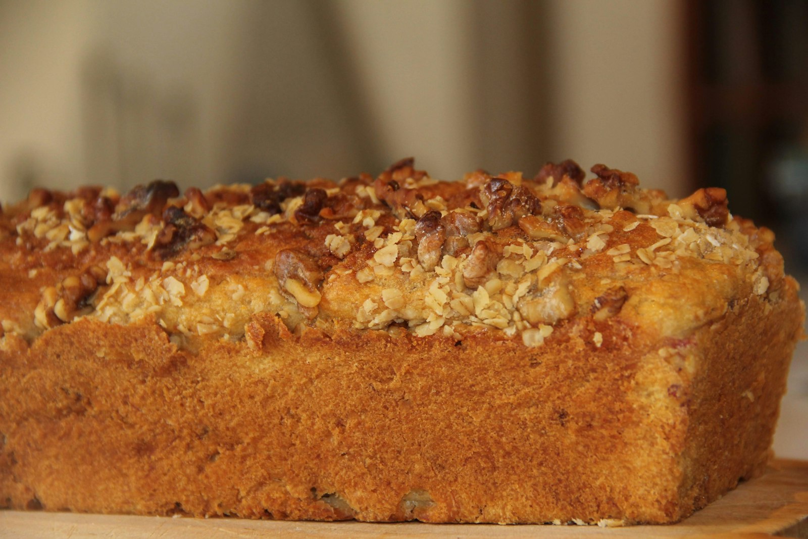 Thick New York style crumb topping on a golden bake