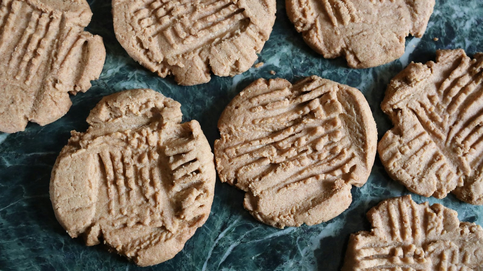 Peanut butter cookies with fork marks
