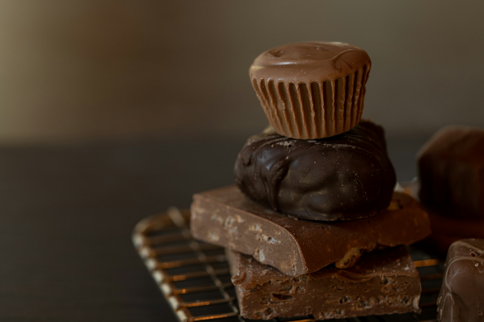 Homemade peanut butter cup on chocolate