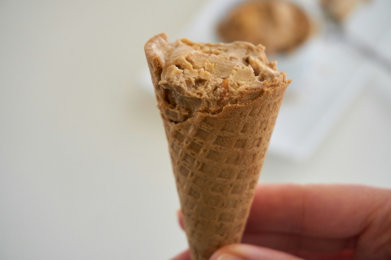 Scoop of ice cream in a cone