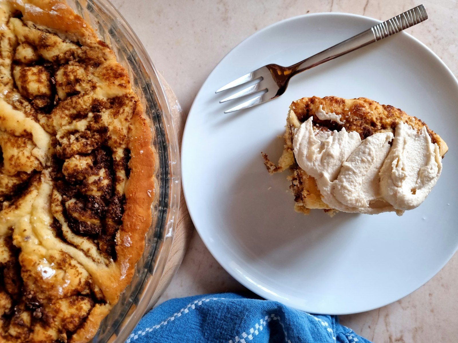 Slice of creamy pie with whipped topping