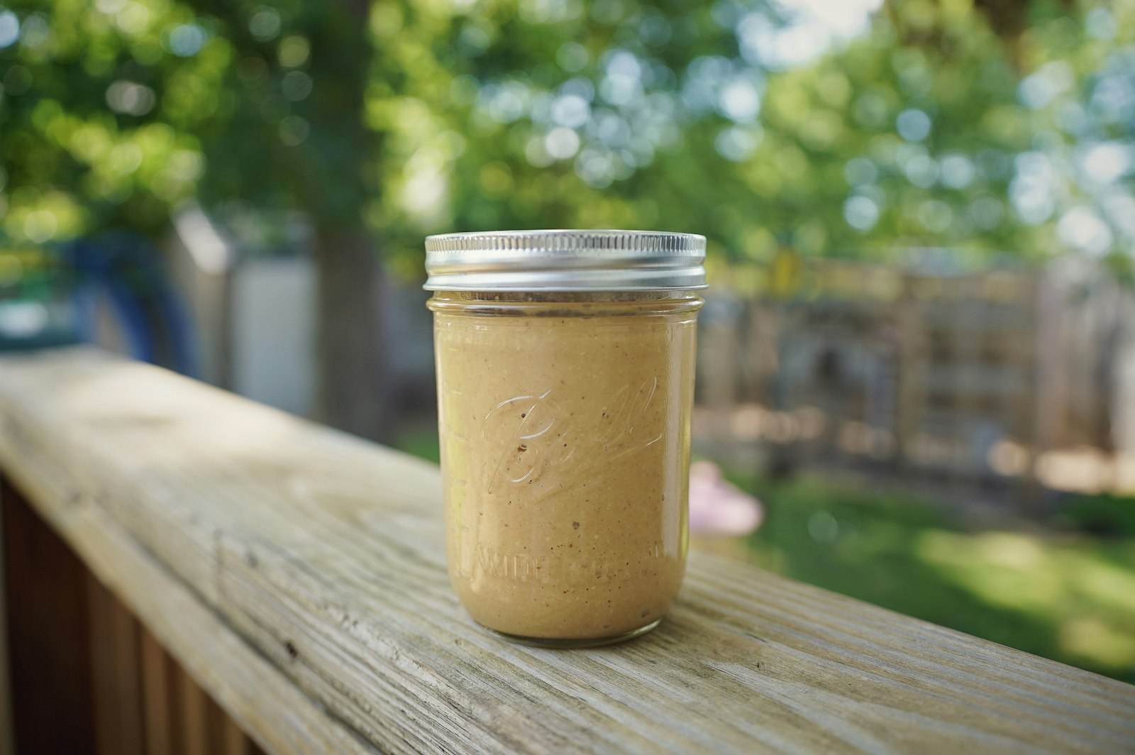 Peanut butter milkshake in a jar