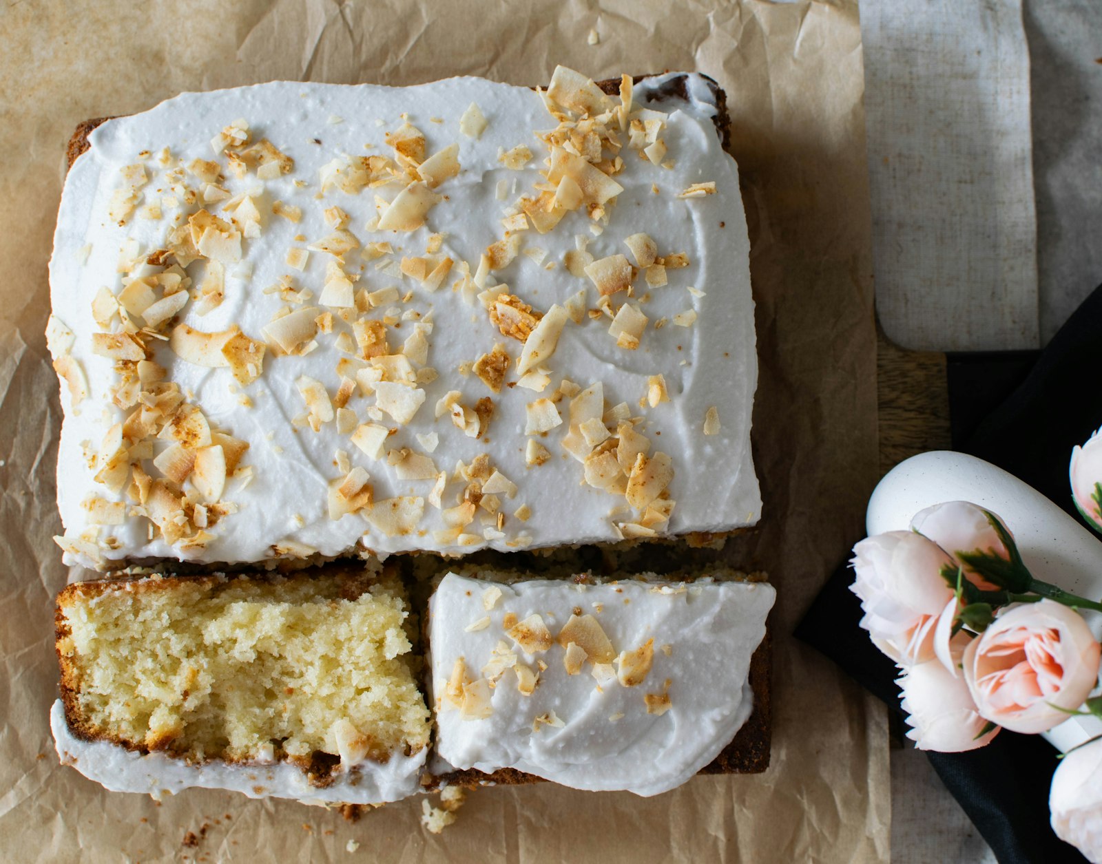 Coconut cream poke cake squares