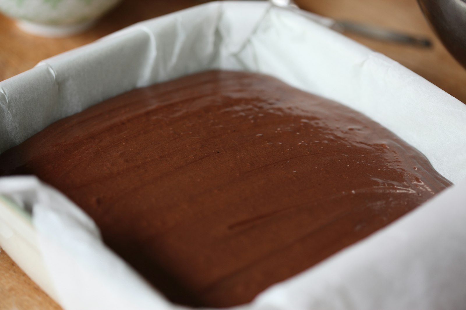 Chocolate frosted Texas sheet cake in the pan
