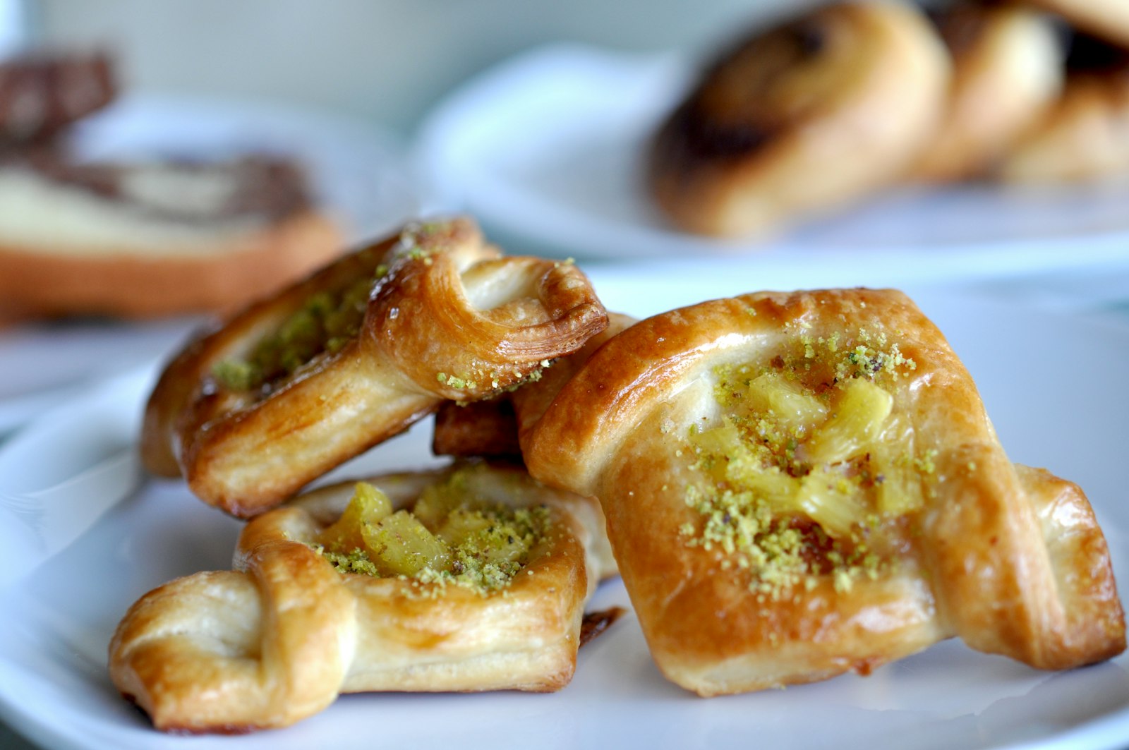 Pistachio custard pastries