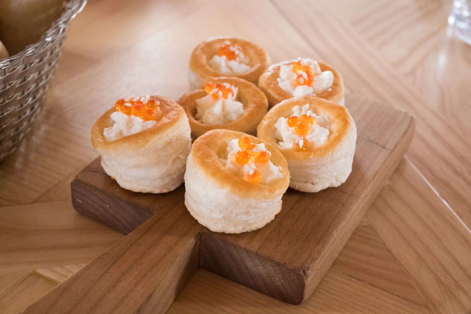 Sweet vol au vent cups with cream