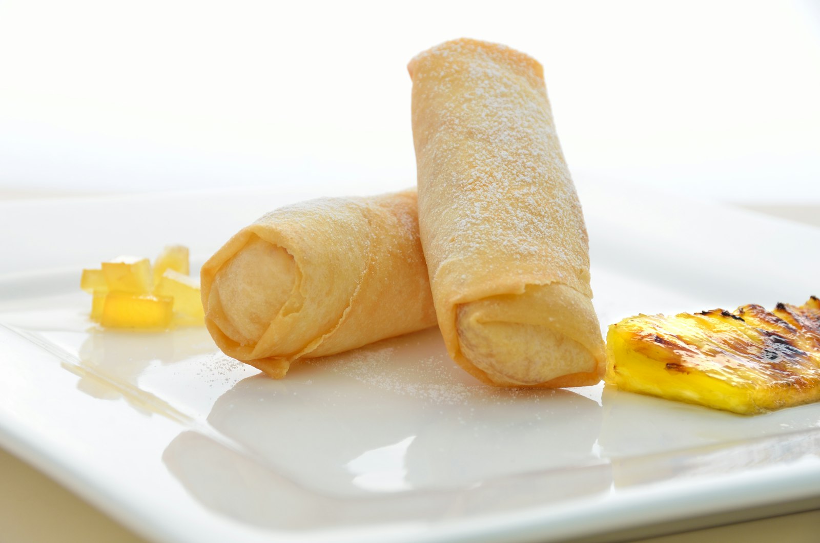 Turon banana spring rolls on a plate