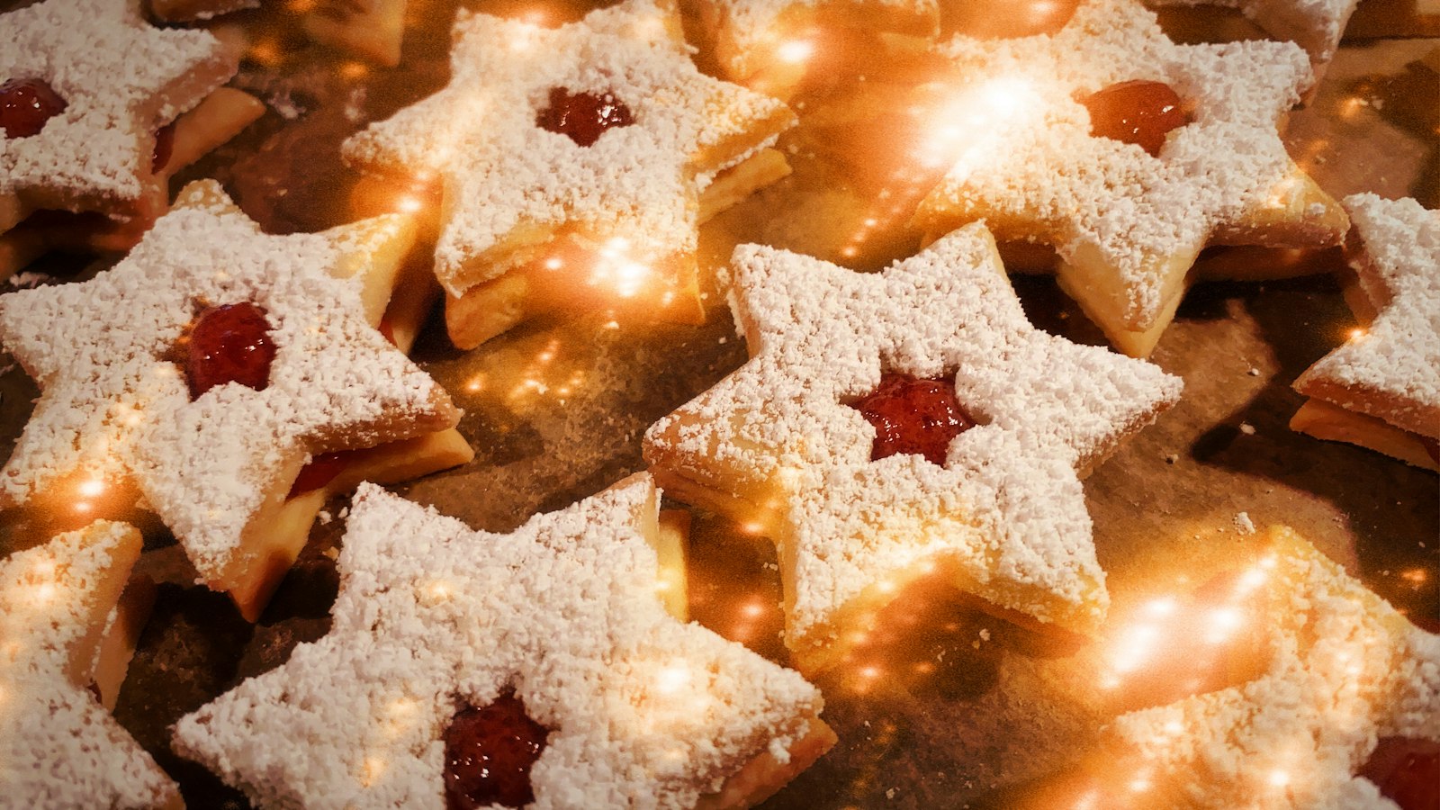 Austrian linzer star cookies filled with jam