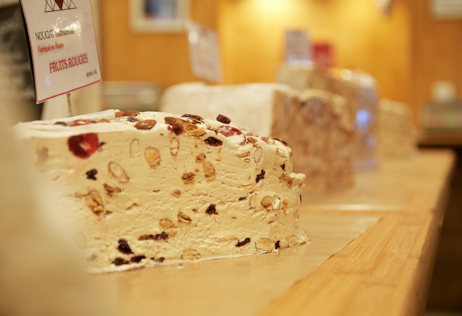 Spanish turron nougat with nuts and fruit