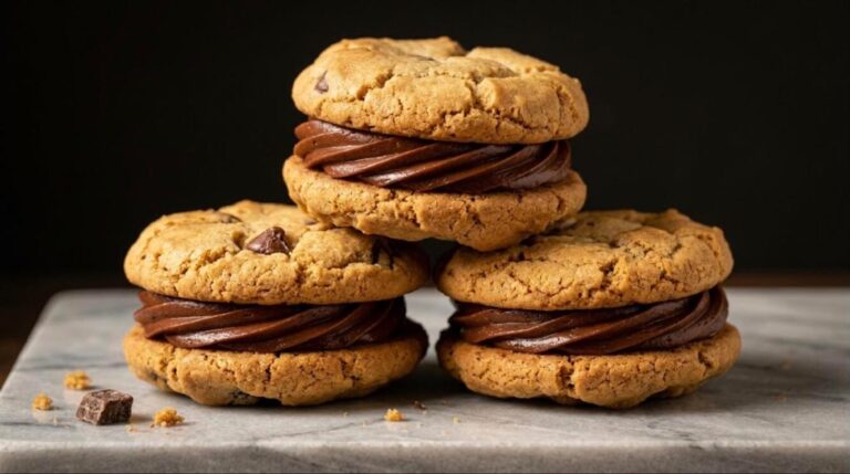 Homemade snack cakes: soft cookie sandwiches with chocolate cream