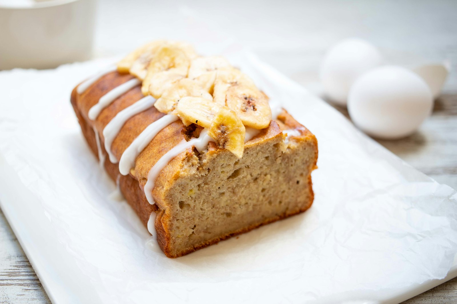 Glazed banana bread loaf
