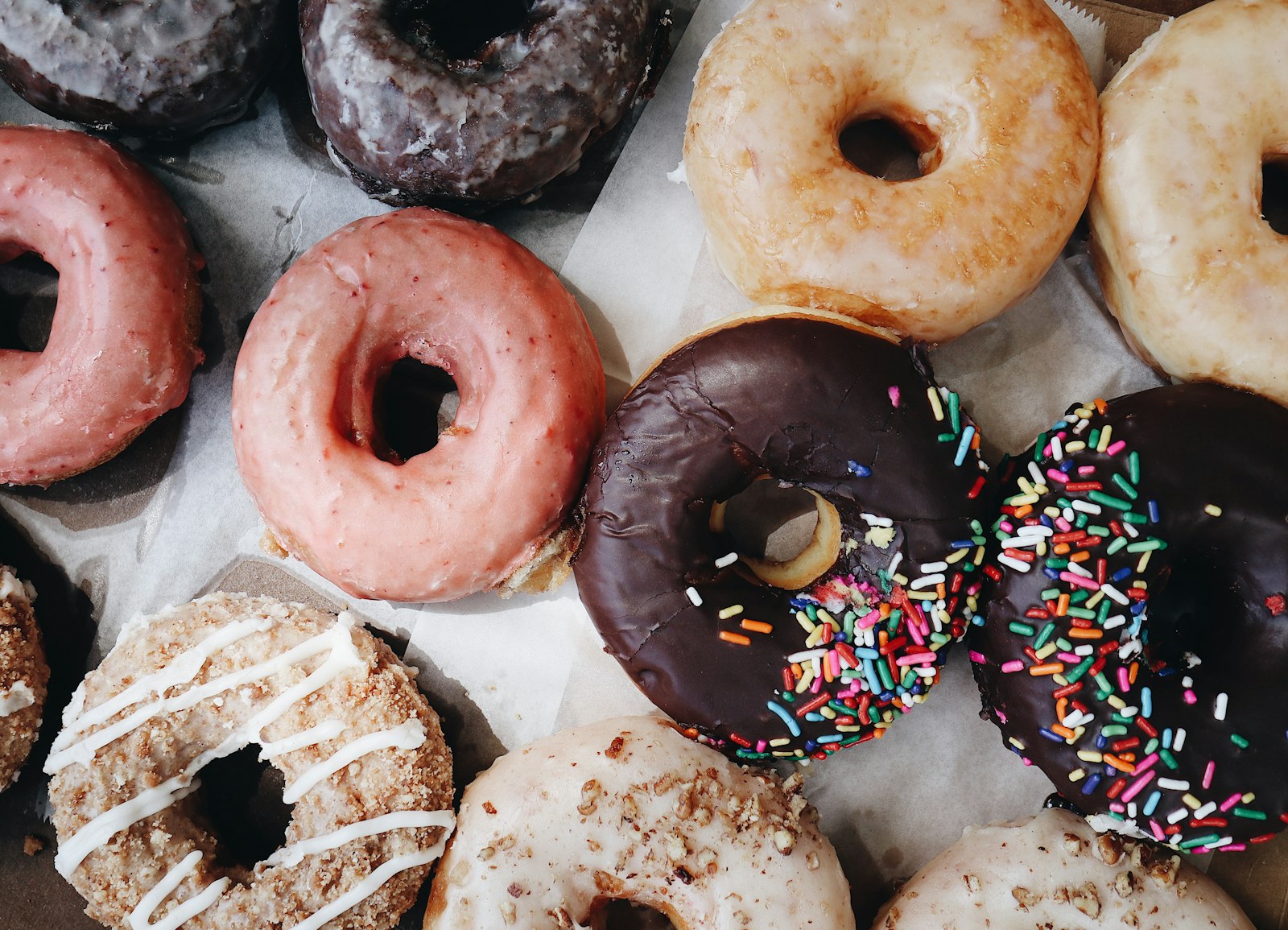 Frosted donuts with sprinkles