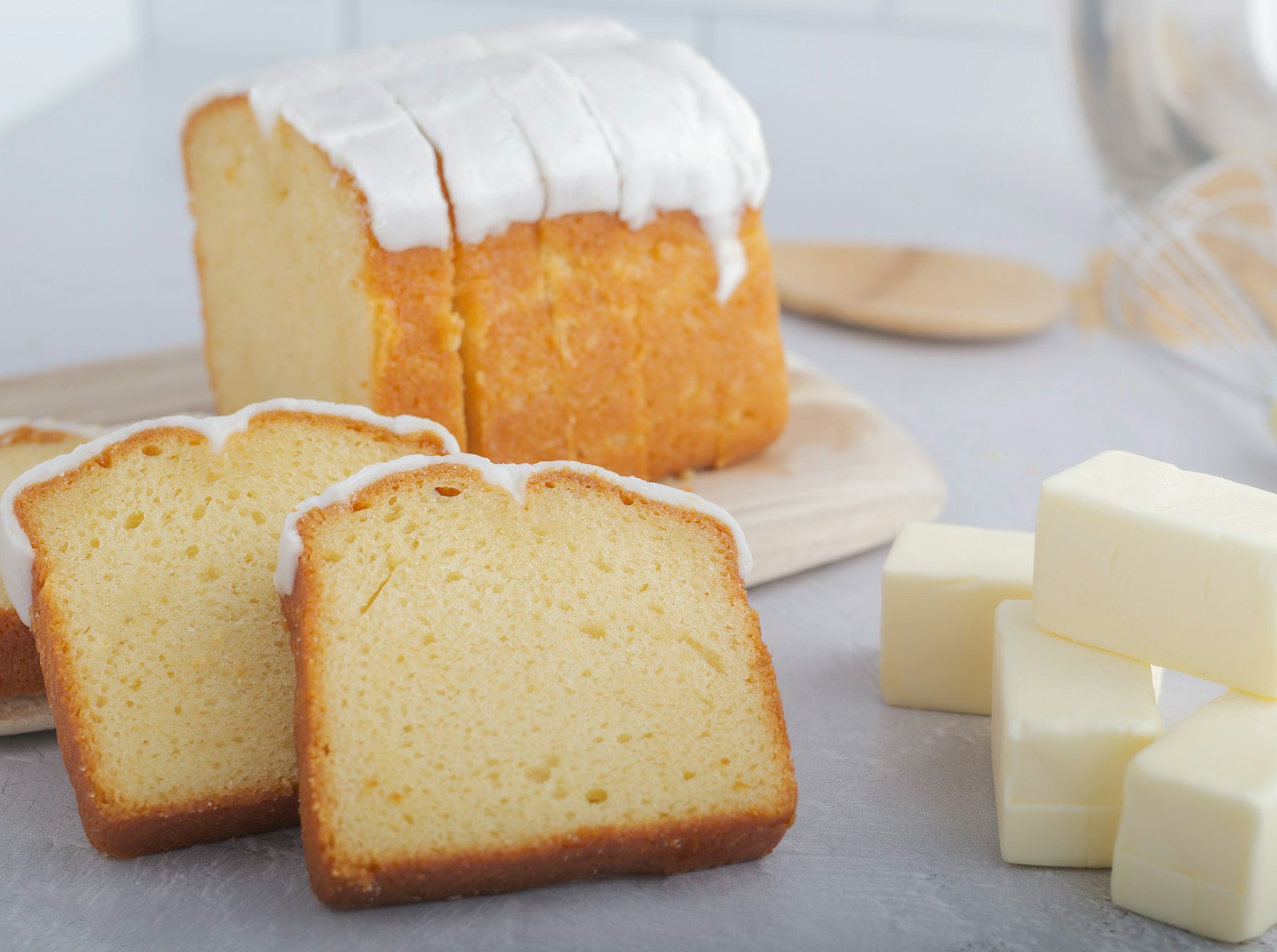 Slices of buttery pound cake