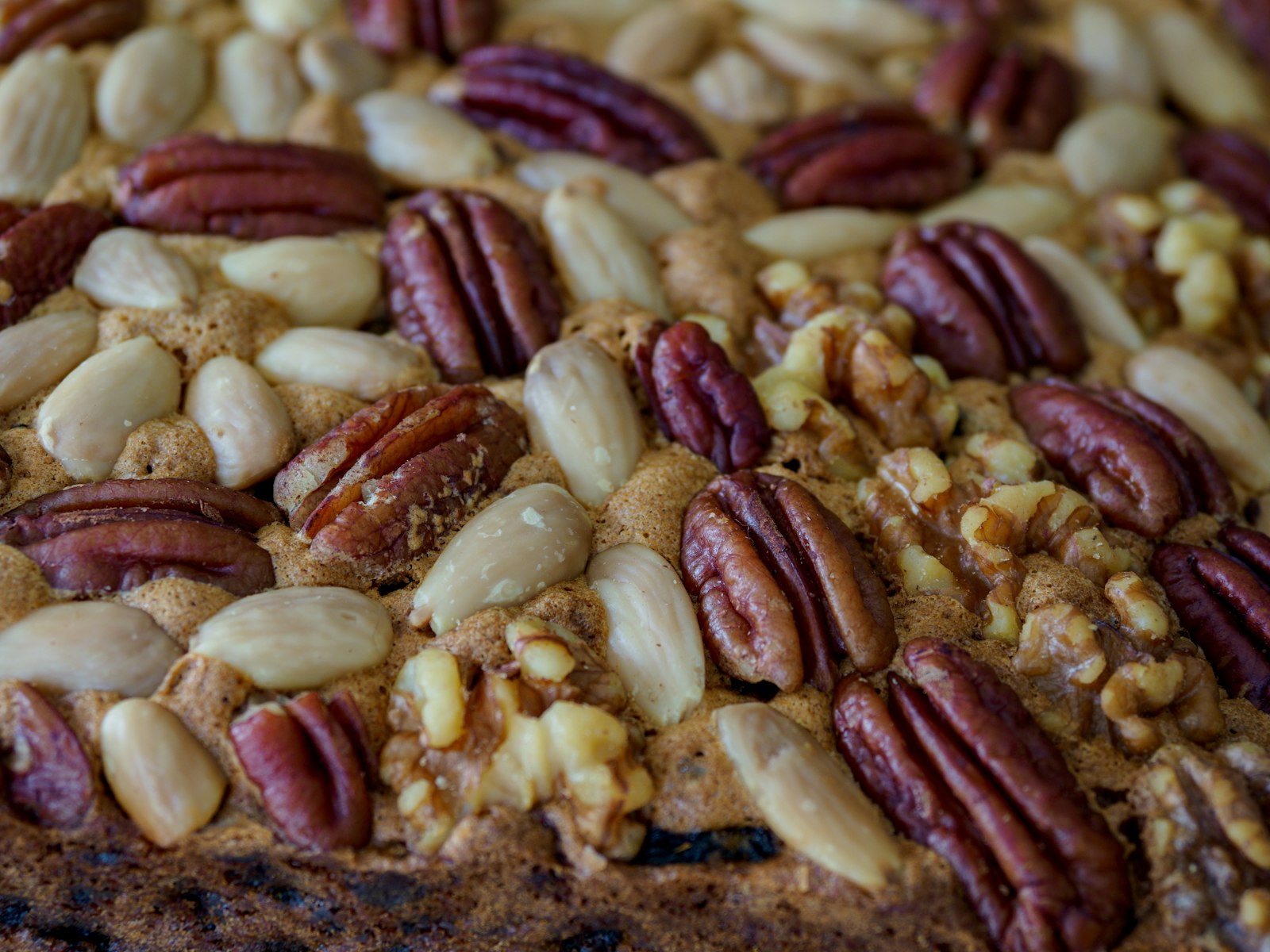 Pecans and mixed nuts ready for a maple glaze