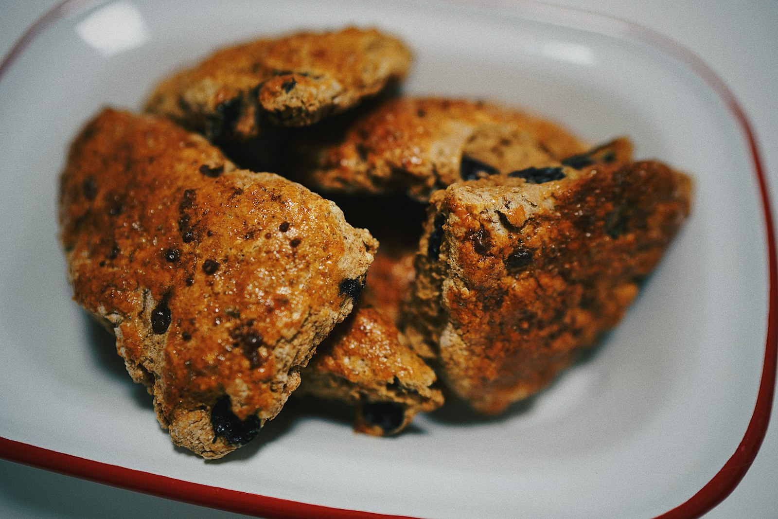Chocolate chunk bakes on a white plate