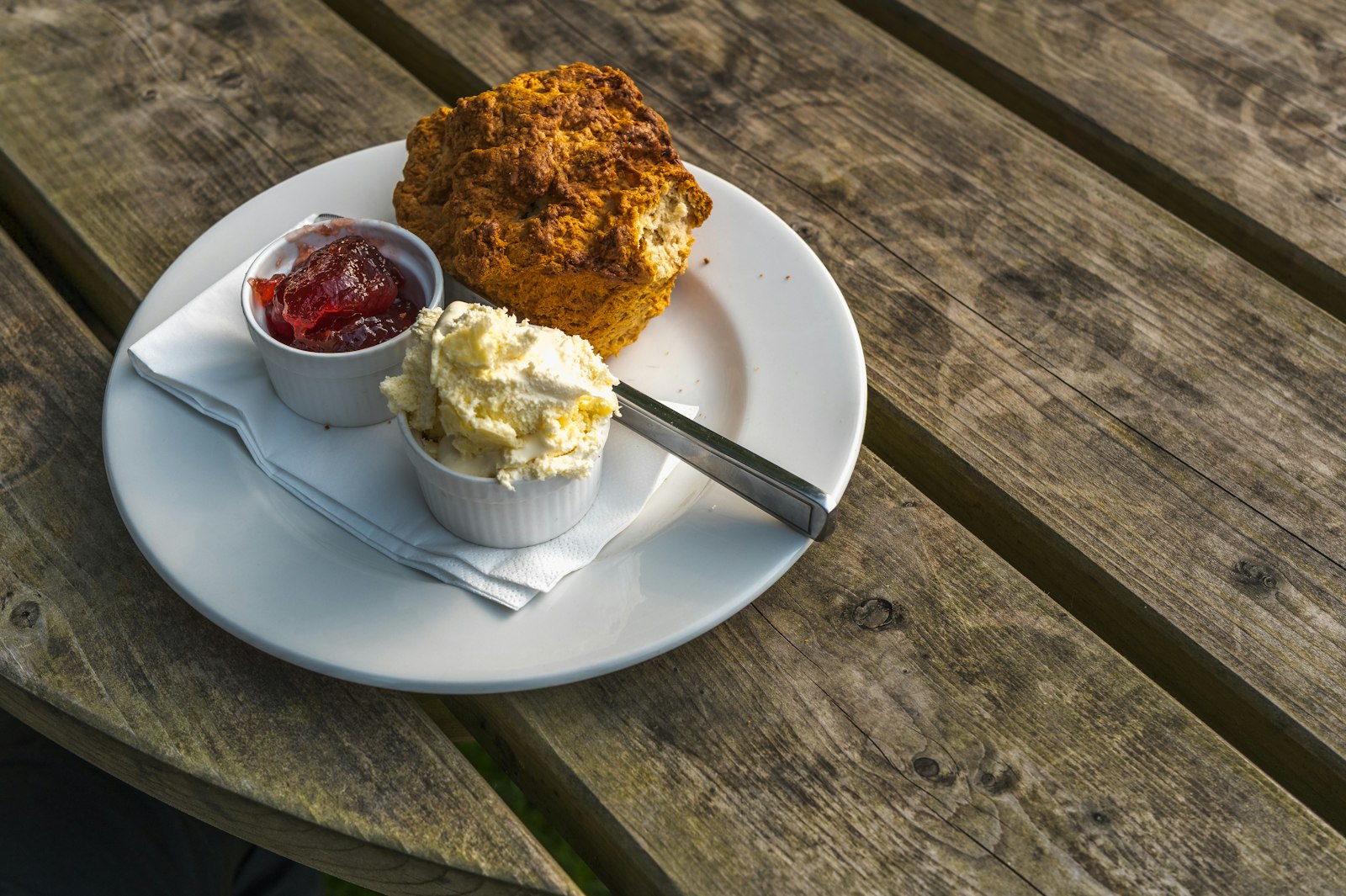 Classic cream tea with clotted cream and strawberry jam