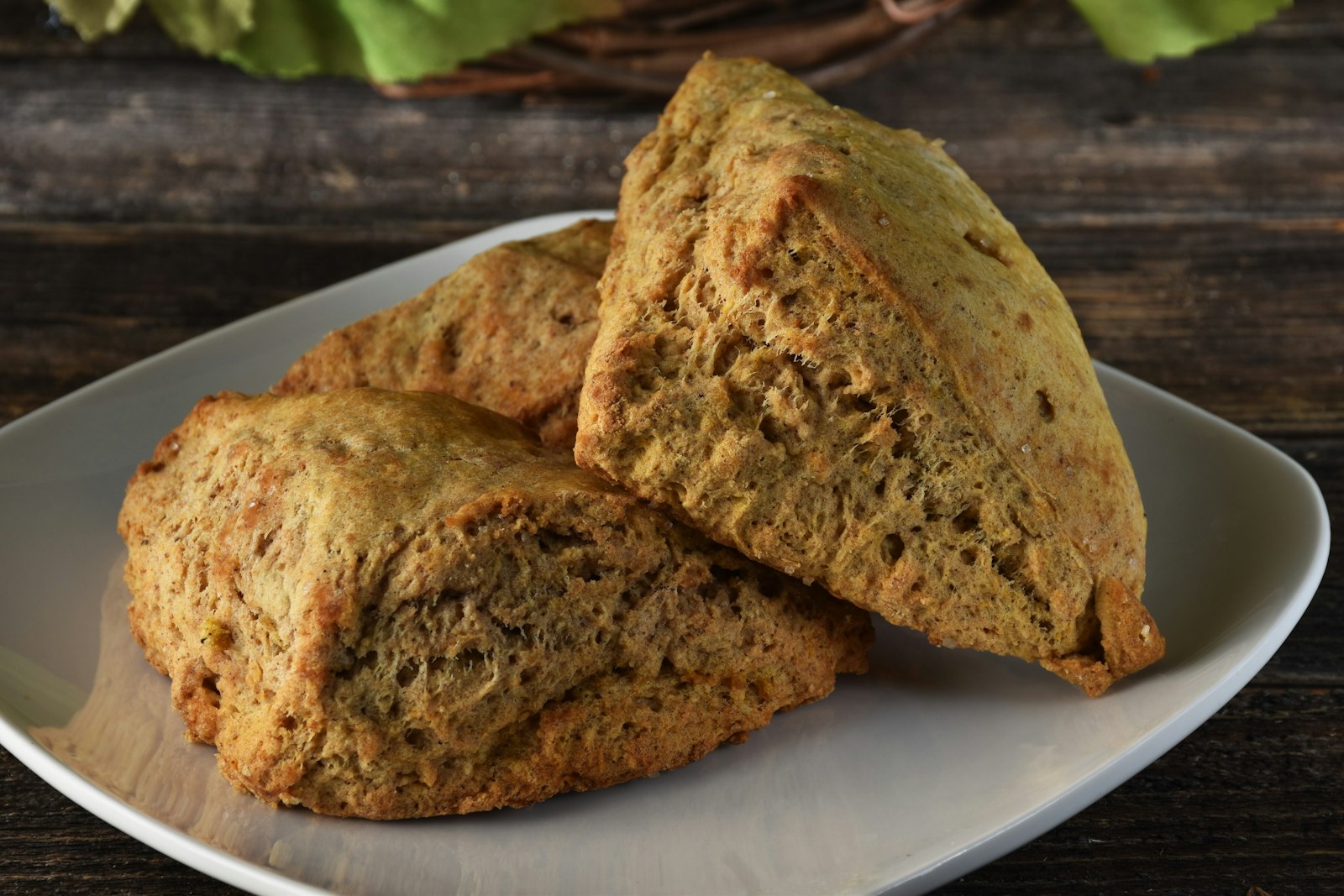 Spiced gingerbread wedges on a wooden board