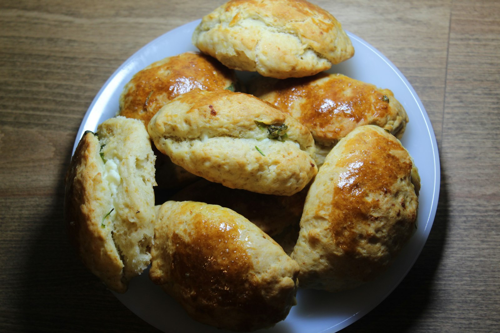 Savory herb scone recipes stacked on a plate