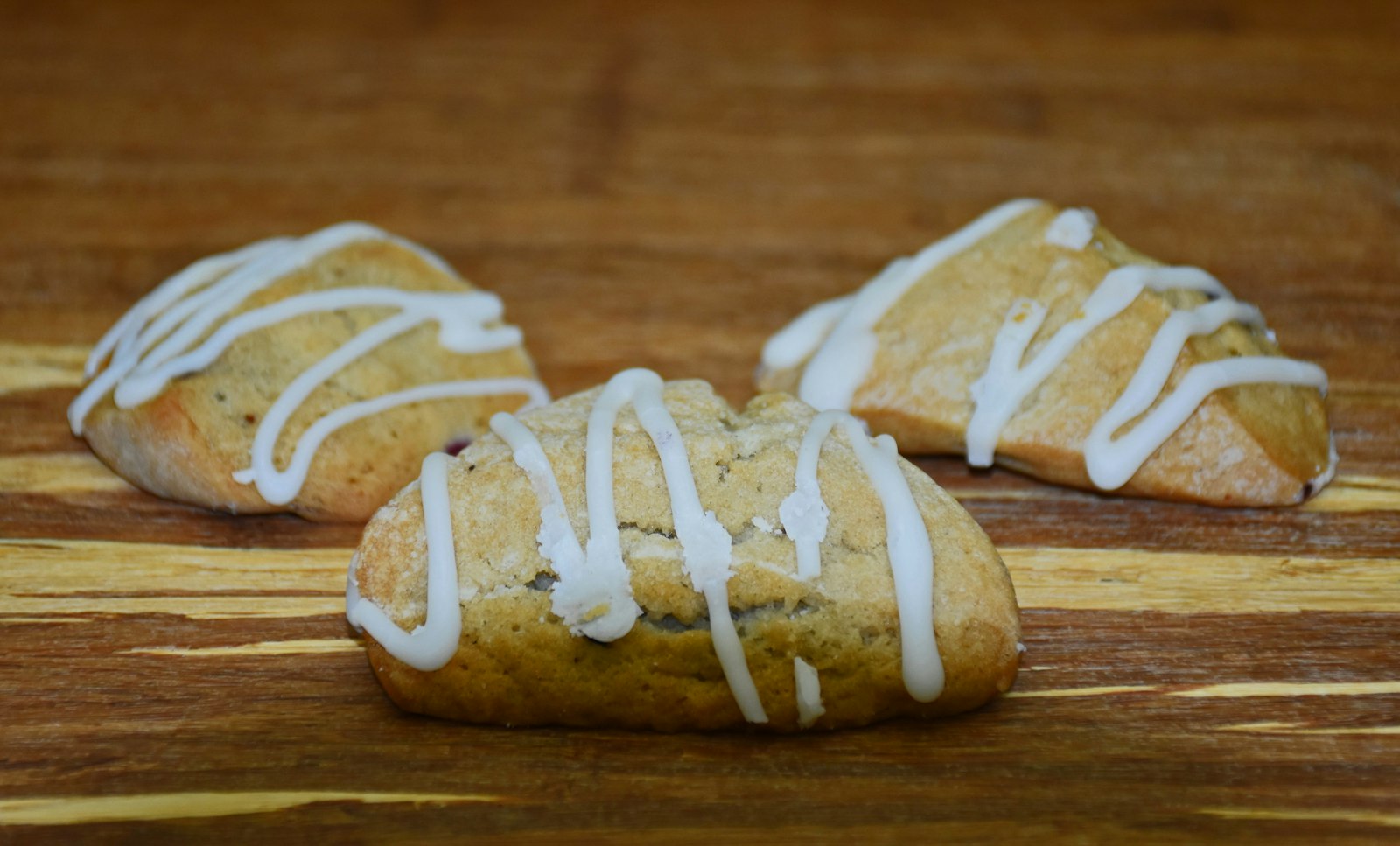 Maple glazed wedges with white icing drizzle