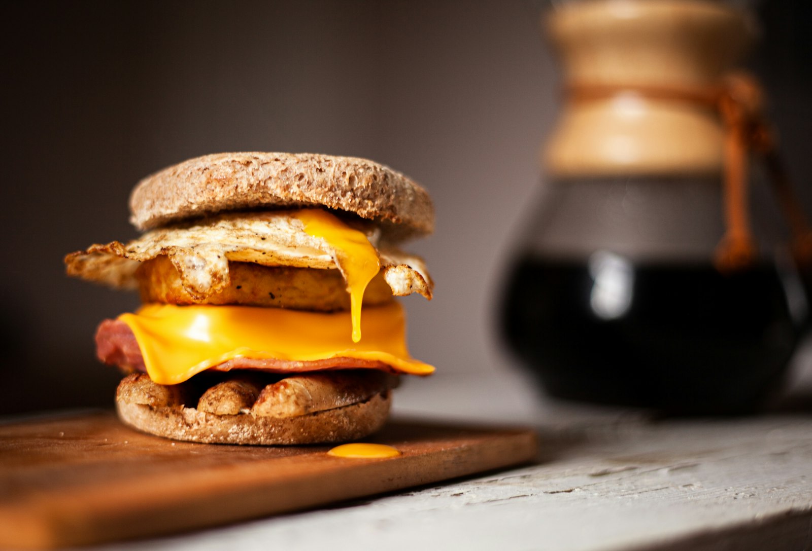 Sausage egg and cheese breakfast sandwiches with melted cheese