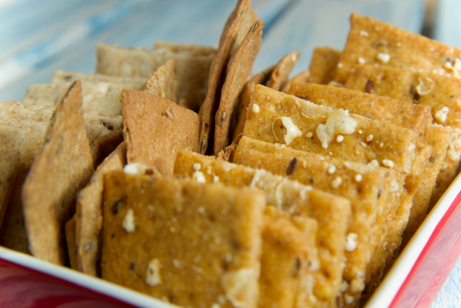 Crispy crackers from discard sourdough recipes piled together