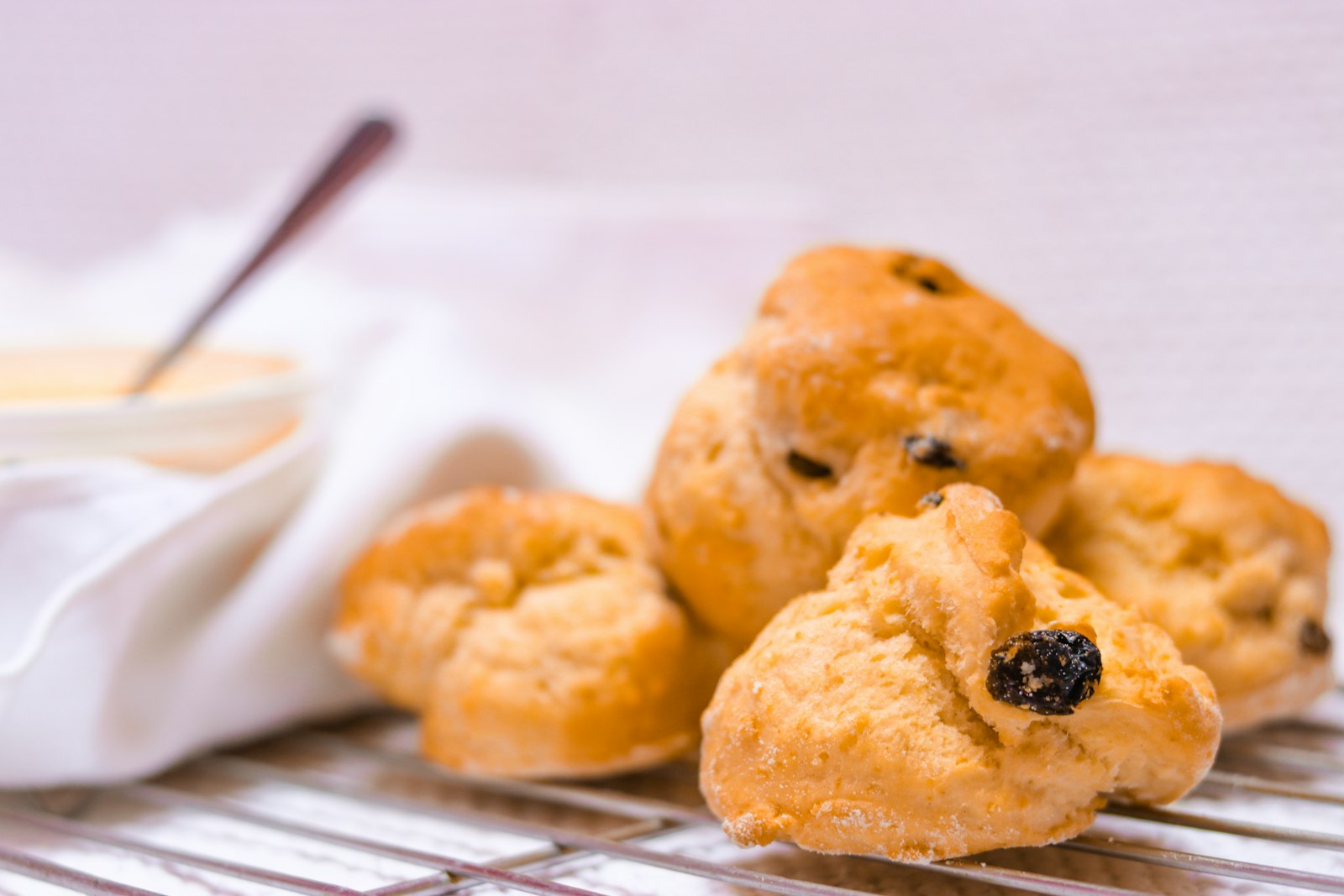 Golden sultana scone recipes cooling on a rack