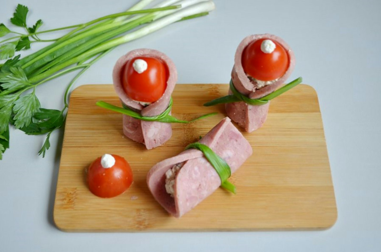 Ham roll ups with cream cheese, classic retro appetizers