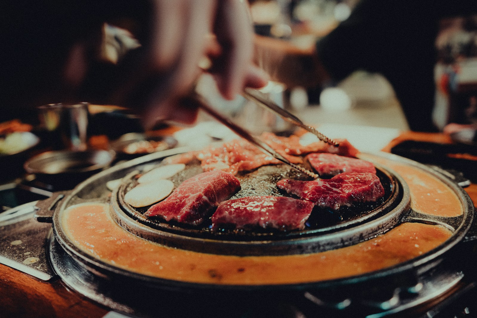Korean barbecue grill at a fondue party night