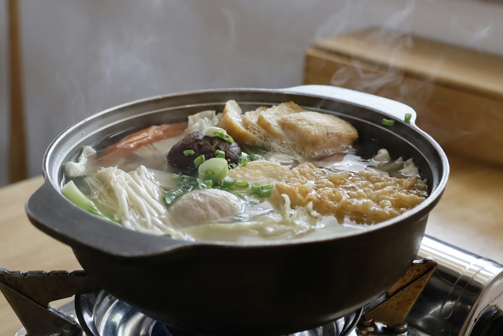 Japanese nabe hot pot with vegetables