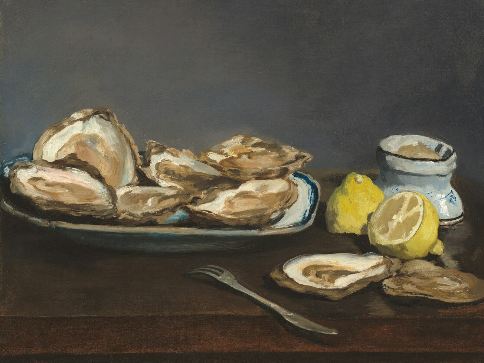 Christmas Eve dinner oysters with lemon in France