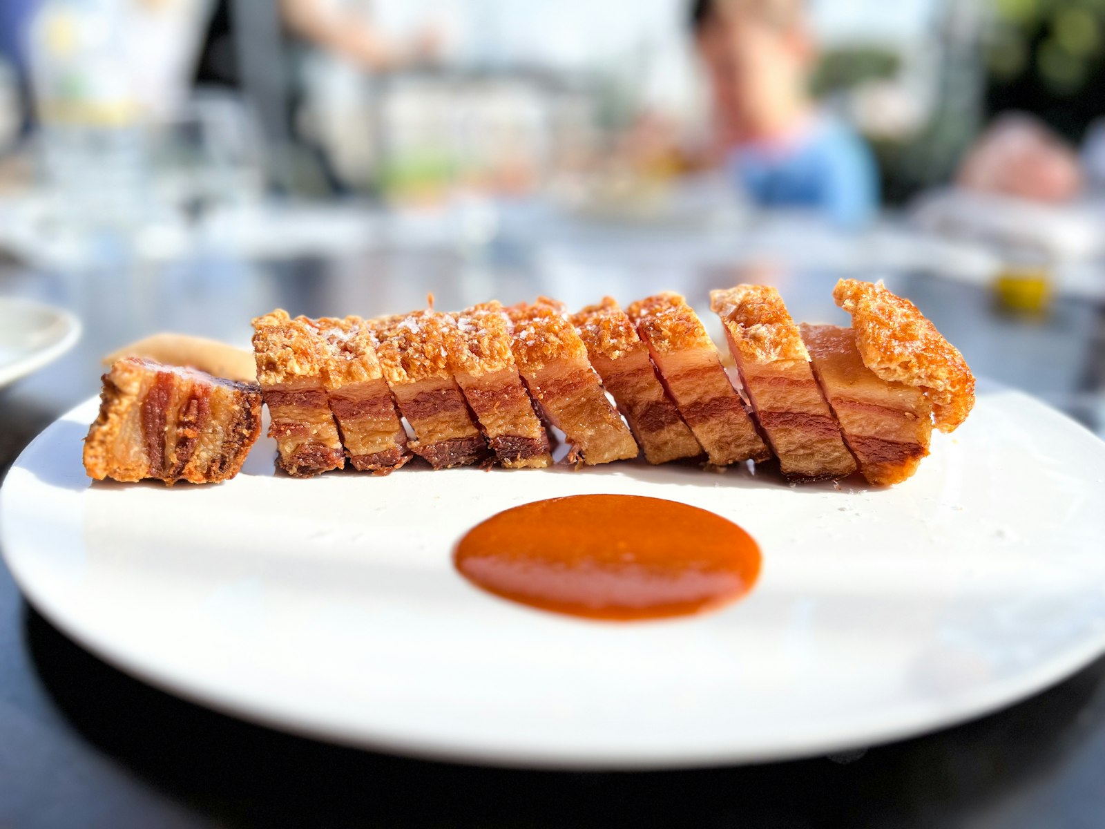 Crispy roast pork with crackling skin