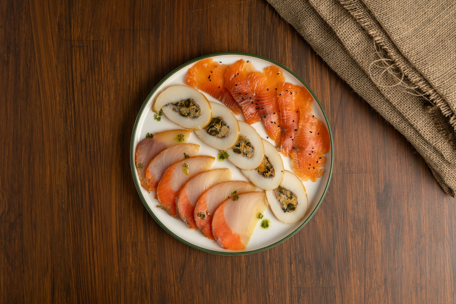 Smoked salmon and seafood platter for a holiday party