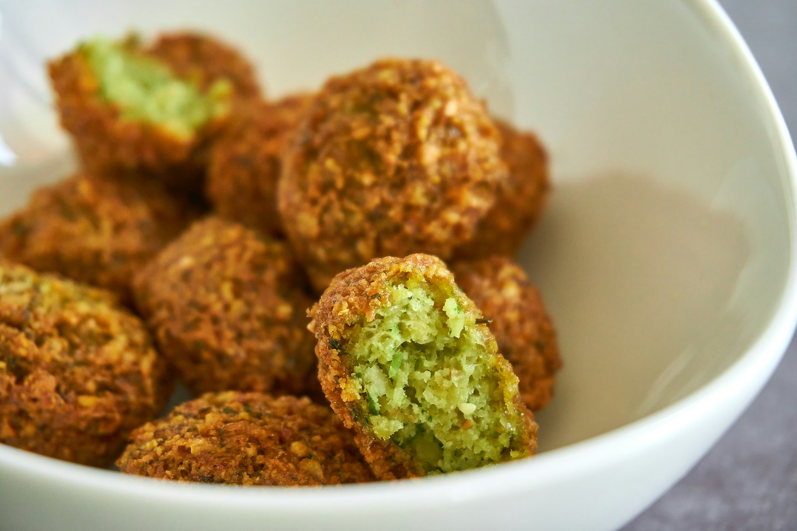 Crispy falafel in a bowl
