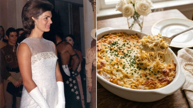 First Ladies recipes: Jacqueline Kennedy at a 1962 state dinner beside a baked noodle casserole