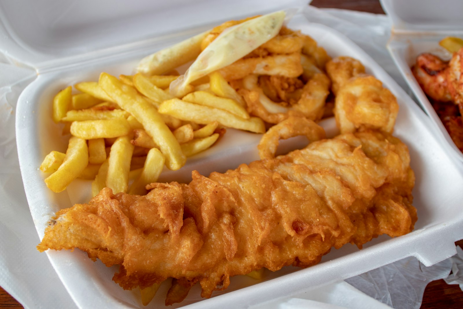 Crispy battered fish and chips
