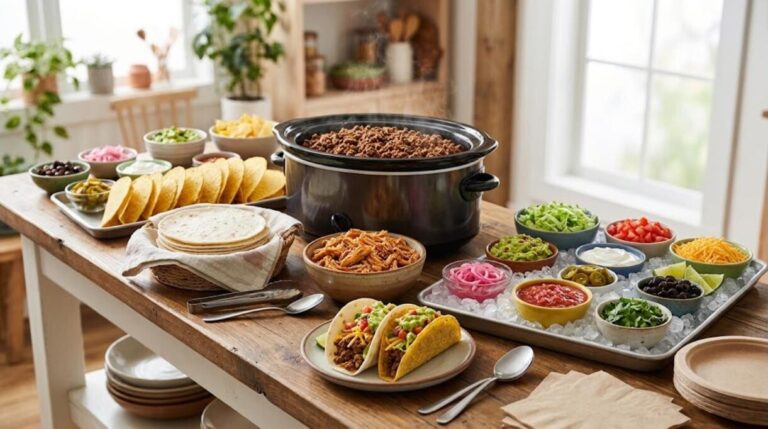 Food bar ideas: a build your own taco bar with toppings on ice