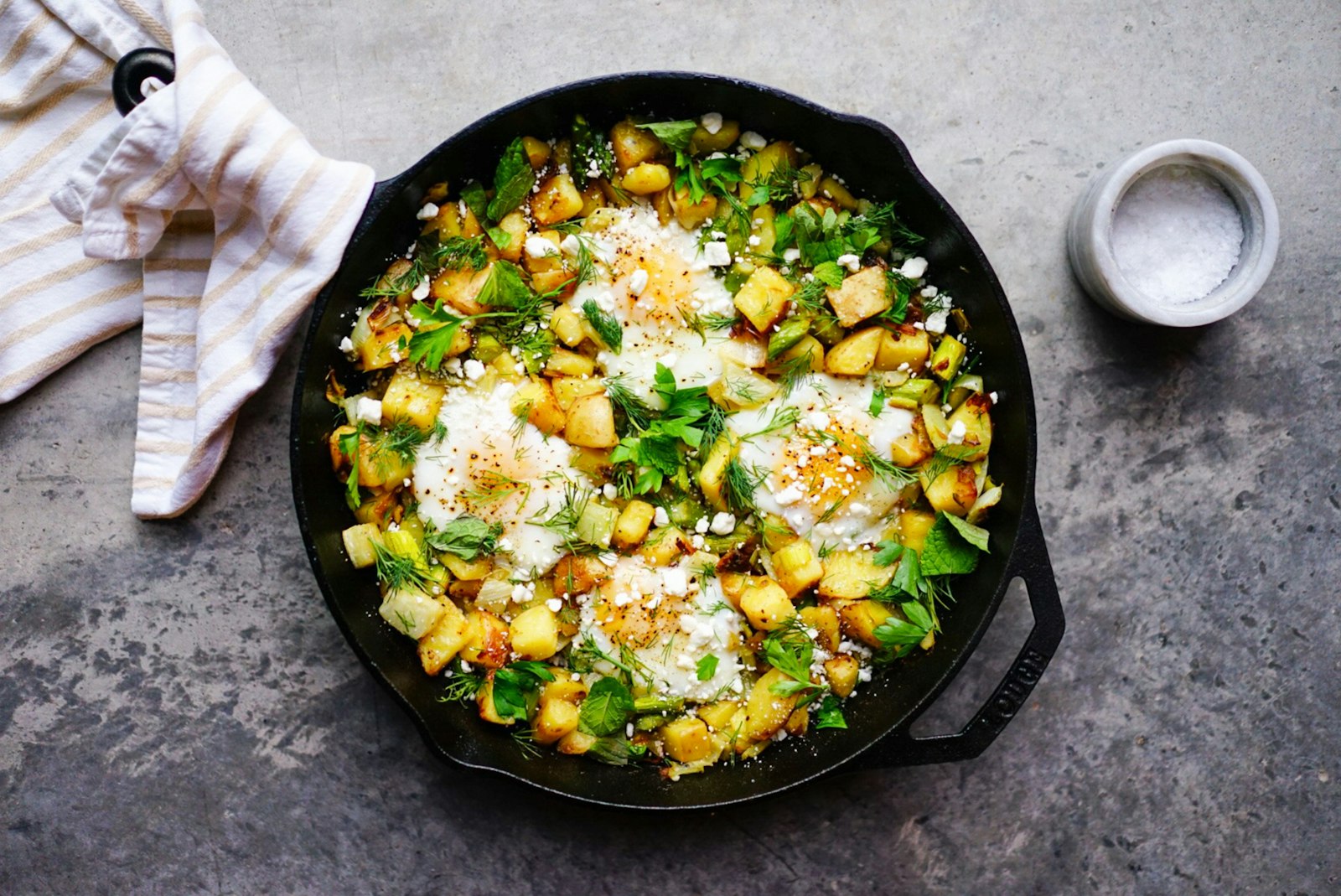 Breakfast hash skillet with eggs