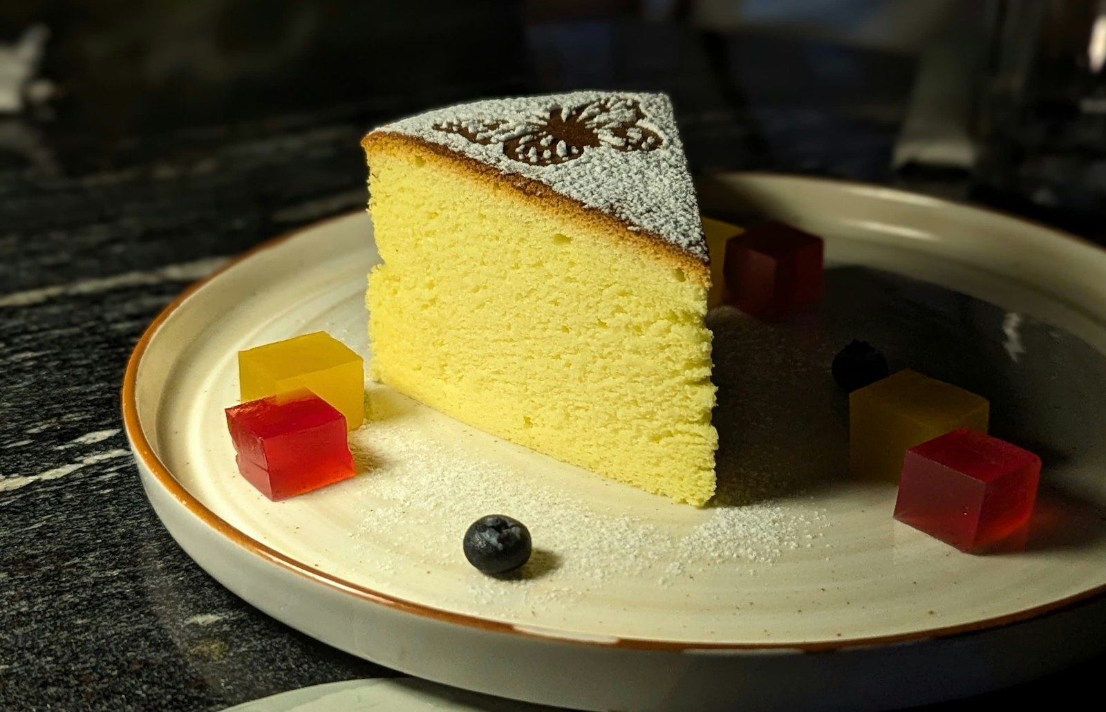 Fluffy Japanese cotton cheesecake slice