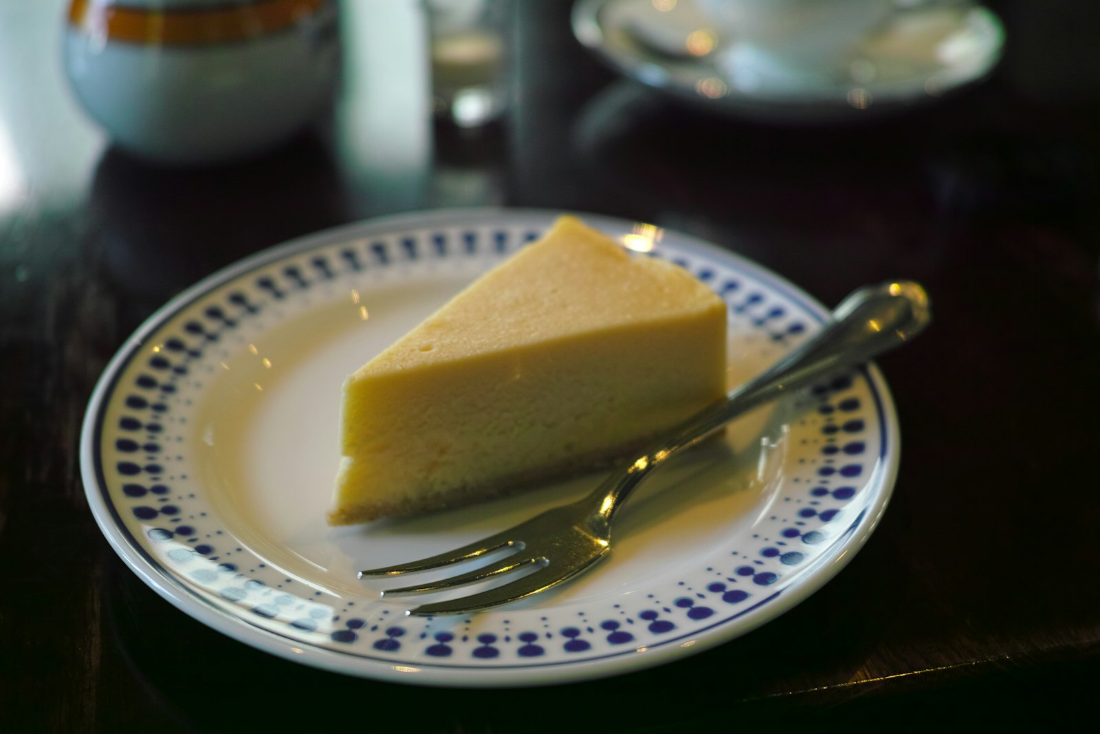 Lemon cheesecake slice on a plate