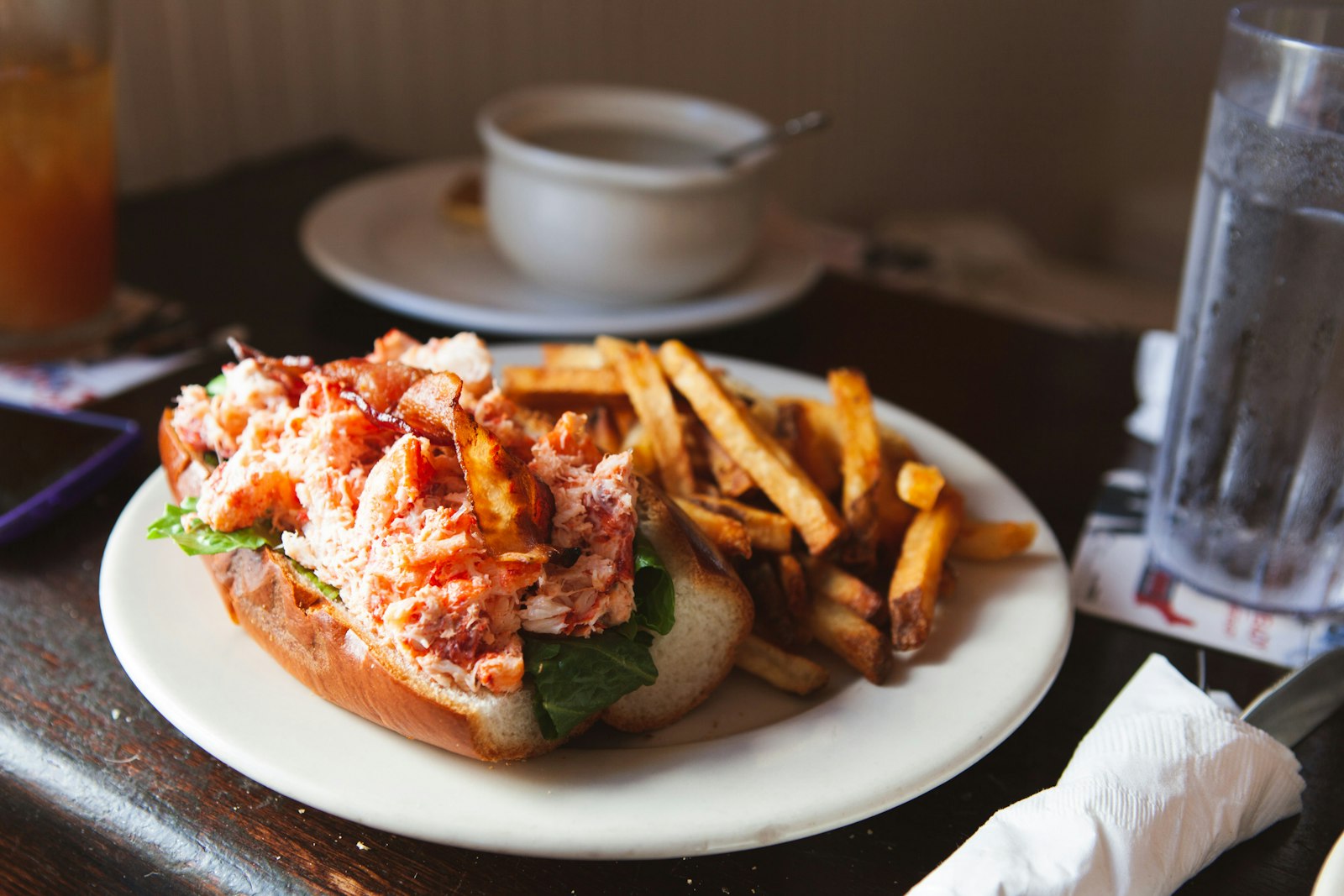 Lobster roll with fries