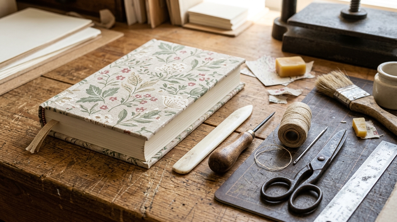 Nerdforge fantasy builds inspired paperback rebound in a floral linen cover