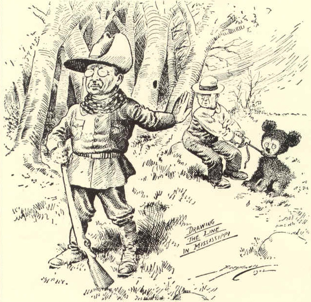 Teddy Roosevelt Teddy Bear origin: the 1902 Clifford Berryman cartoon of Roosevelt and a small bear