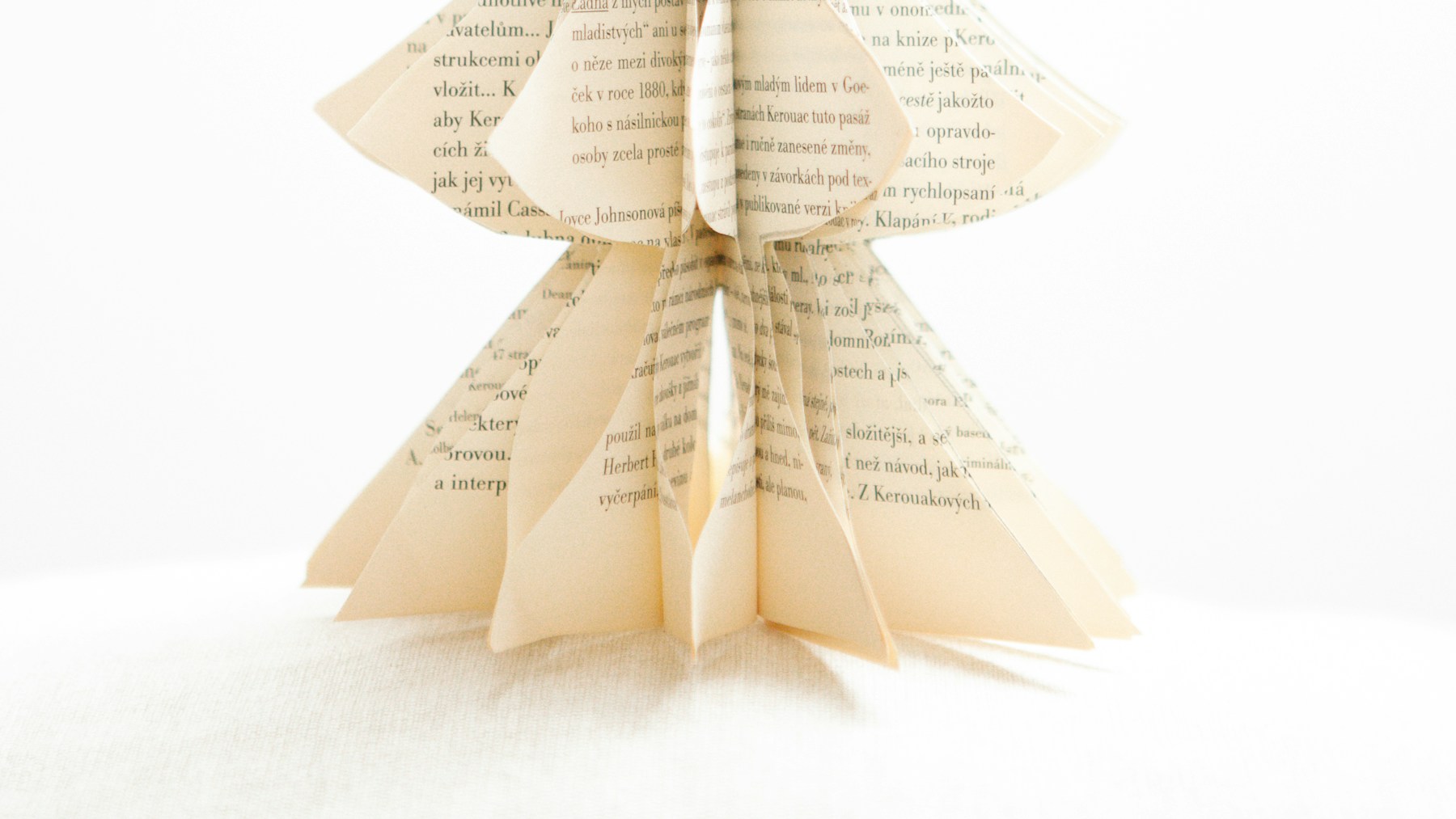 Origami Christmas tree folded from old book pages