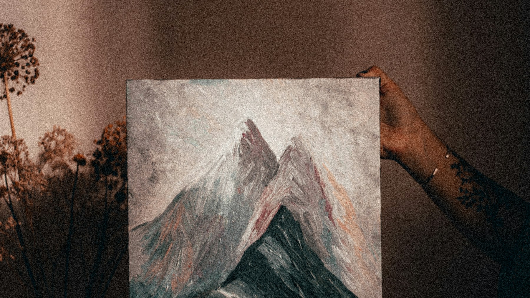 Small mountain painting on canvas for a handmade gift