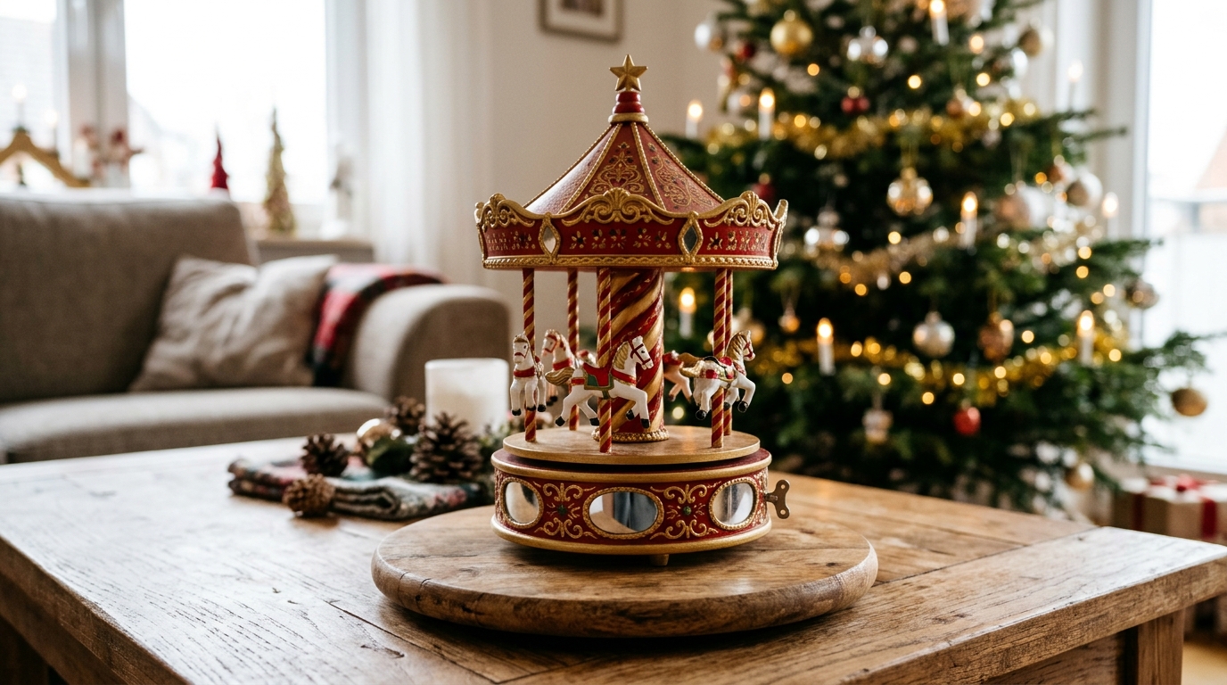 Carousel on a lazy susan base so it turns like a music box