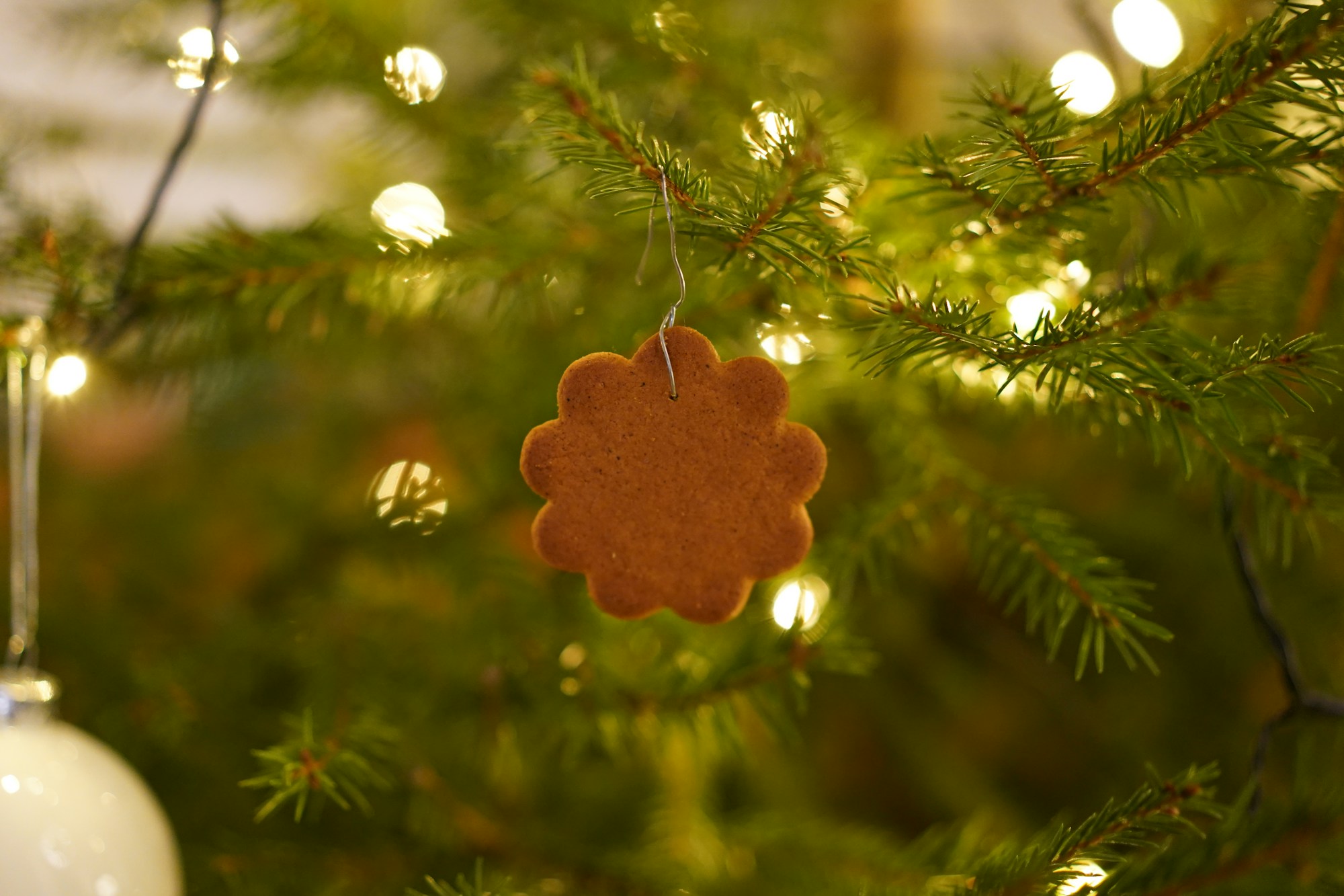 Neighbor Christmas gifts: cinnamon dough ornaments tied with twine